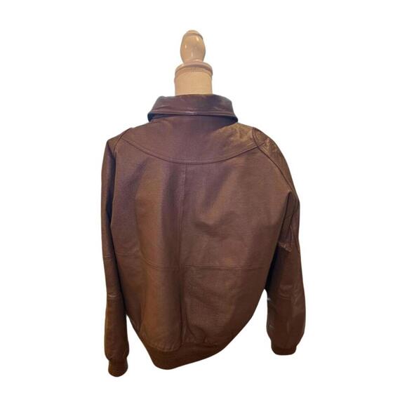 American Weekend Vintage Brown Leather Bomber Jacket, size Large - Picture 3 of 6